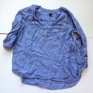Talbots Blue Linen Shirt Tunic